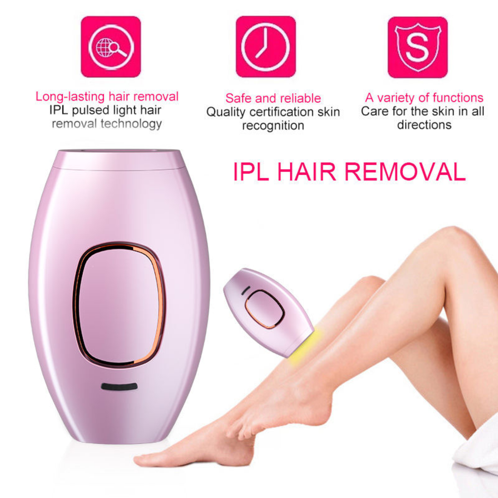 IPL hair removal device with features highlighted on a white background